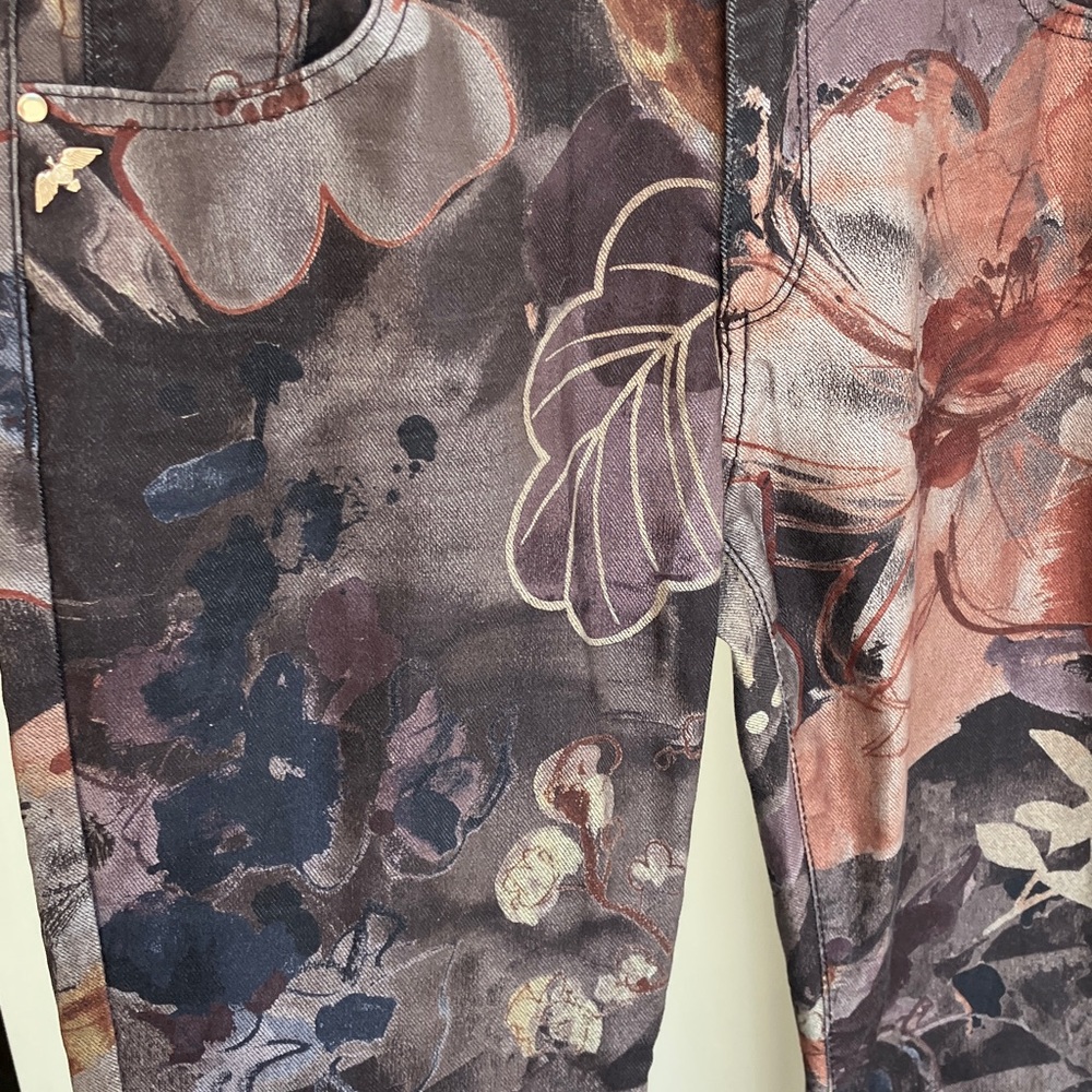 MOS MOSH European Brand Floral Patterned Brown/Grey Skinny Pants Size 28 NWOT - Picture 6 of 11